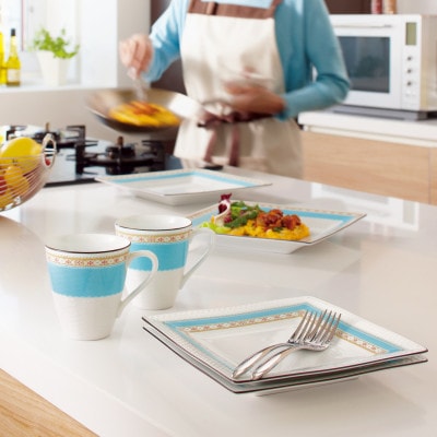 ノリタケ【ハミングブルー】23cmスクエアプレート【1637929】