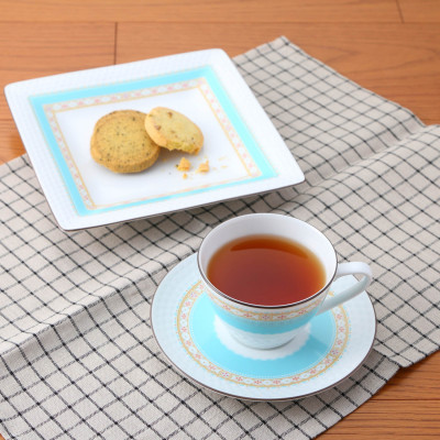 ノリタケ【ハミングブルー】19cmスクエアプレートペア【1637936】