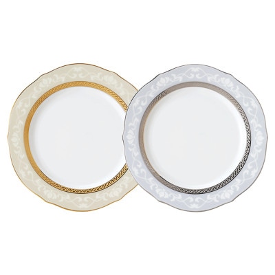ノリタケ【ハンプシャーゴールド&プラチナ】23cmアクセントプレートペア(色変り)【1637885】