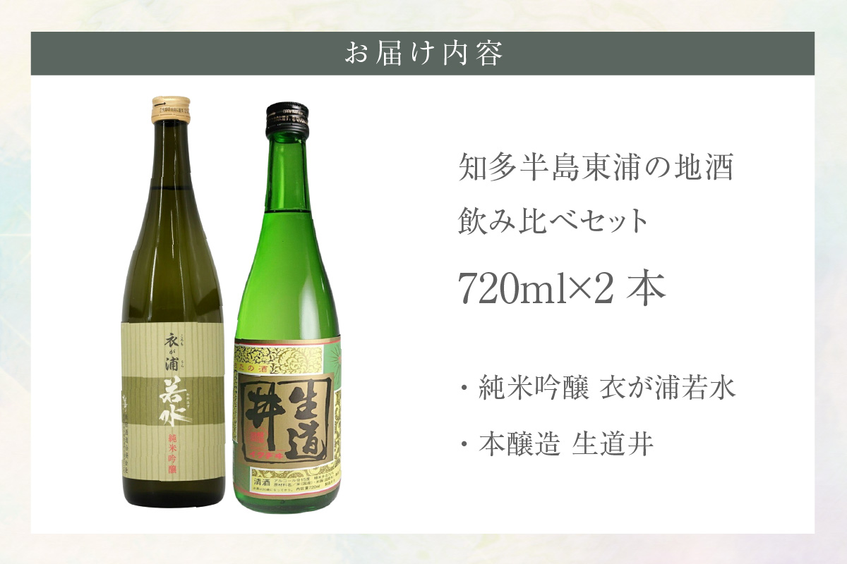 [純米吟醸 衣が浦若水／本醸造 生道井] 720ml×2本「知多半島東浦の地酒 飲み比べセット」