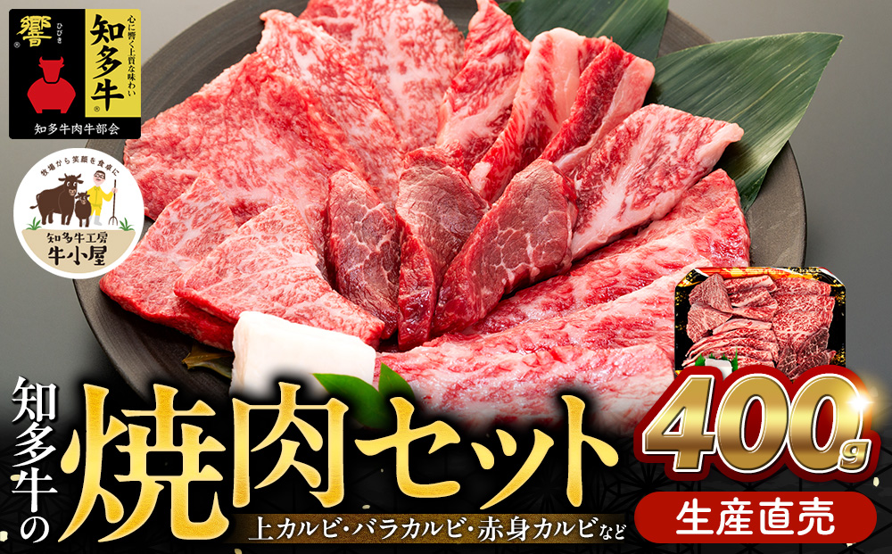 ＜生産直売＞知多牛 響 焼肉セット 上カルビ、バラカルビ、赤身カルビなど合わせて400g(冷凍)