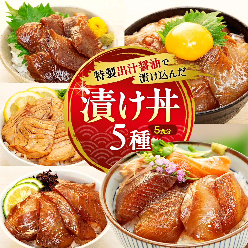 特製出汁醤油で漬け込んだ漬け丼5種セット5食分(各90g)