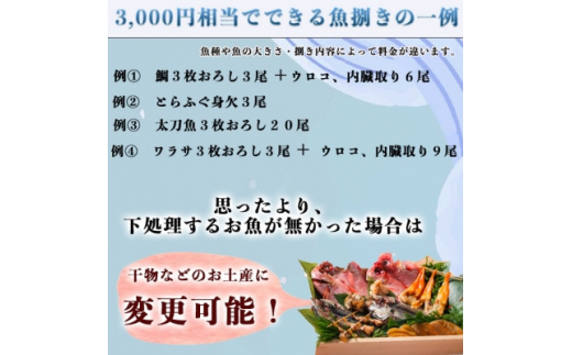 岬だよりの＜釣ったお魚プロが代わりに下処理します＞魚捌き券(15000円相当)