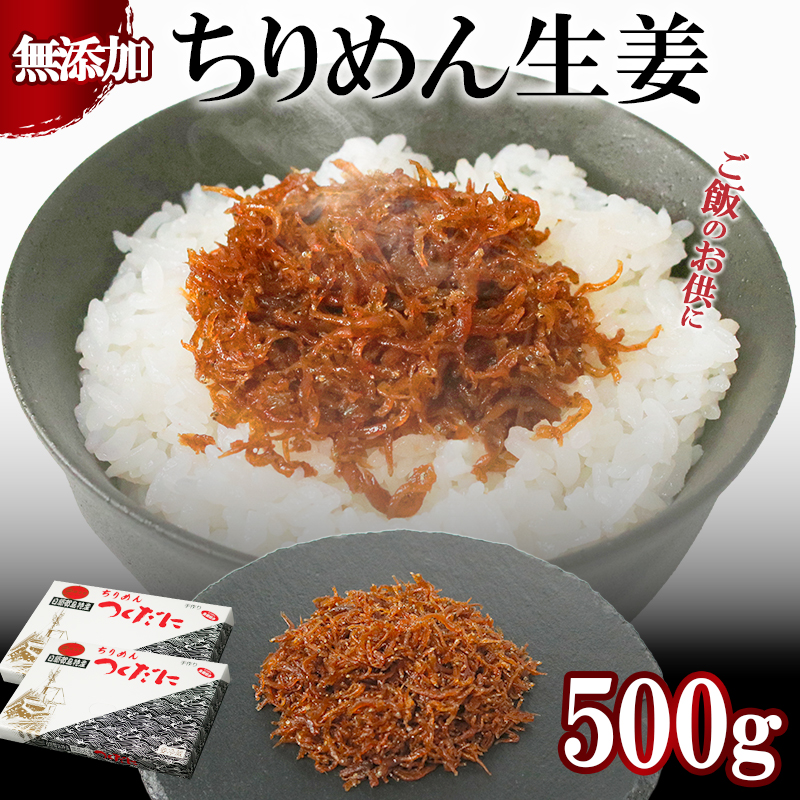 ちりめん 生姜 500g 冷凍 無添加 しらす 佃煮  しらす ごはん 米 おつまみ しらす しらすごはん お茶漬け おにぎり 海鮮 小魚 丼 お弁当 朝食 しらすおにぎり こめ 南知多町産しらす 魚 新鮮しらす おかず 海産物 さかな しらす 海の幸 愛知県産 南知多町産 しらす 人気 おすすめ つくだ煮南知多町 つくだ煮愛知県 愛知県 南知多町