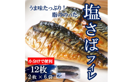 塩さばフィレ 12枚(2枚×6袋)小分けで便利だからお弁当のおかずに!冷凍便でお届けします!