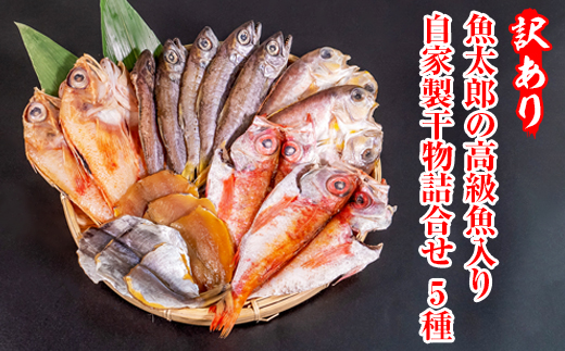 魚太郎】訳あり 魚太郎の高級魚入り 自家製干物詰合せ 5種 冷凍 セリ