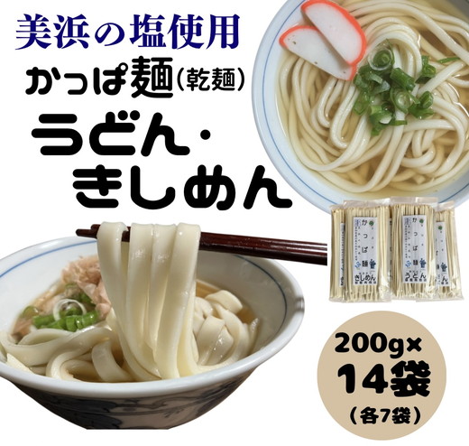 かっぱ麺　きしめん・うどん　1箱14袋入り ≪ウドン 饂飩 きし麺 美浜の塩 愛知県 特産品≫◇