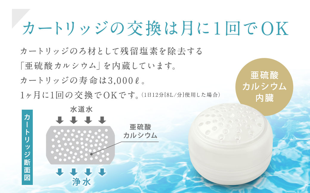 シャワーヘッド 浄水シャワー ウォータークチュール ( ブラック ) ( 浄水 カートリッジ 1個セット ) 塩素除去 交換簡単 節水 カートリッジ セット