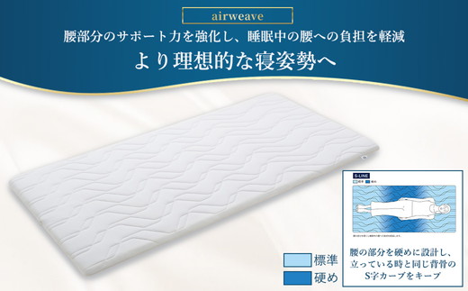 エアウィーヴ マットレストッパー1.0 シングル  | 高反発 マットレストッパー ベッドパッド 高反発 寝返りしやすい 体圧分散 洗える マットレス 敷布団 寝具 日本製 airweave エアウィーブ