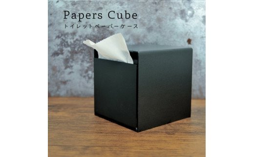 GRAVIRoN Papers Cube 黒皮鉄（トイレットペーパーケース）
