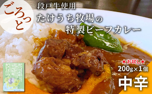 お肉ごろっと入った！たけうち牧場のビーフカレー お試し 1個 国産牛 ご当地カレー カレー 中辛 ブランド牛カレー レトルトカレー スパイス 段戸牛カレー  -217