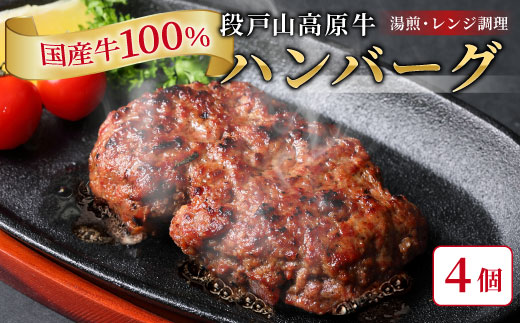 国産 牛肉 100% ハンバーグ レンジ可 湯煎 加熱済 4個 個包装 100ｇ 国産牛 牛 着色料 保存料 化学調味料 不使用 牛肉ハンバーグ 肉 肉汁 -094