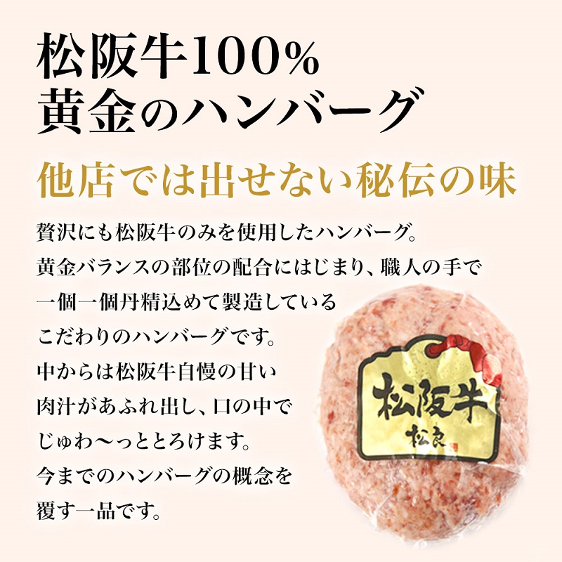 松阪牛 100% 黄金の ハンバーグ (120g×6個) 牛肉 松阪牛 高級 和牛 個包装 簡単 調理 肉 ブランド牛 黒毛和牛 人気 自宅用 グルメ お取り寄せ 日本三大和牛 誕生日 お祝い 夕飯 おかず 惣菜 ご馳走 パーティー 贅沢 