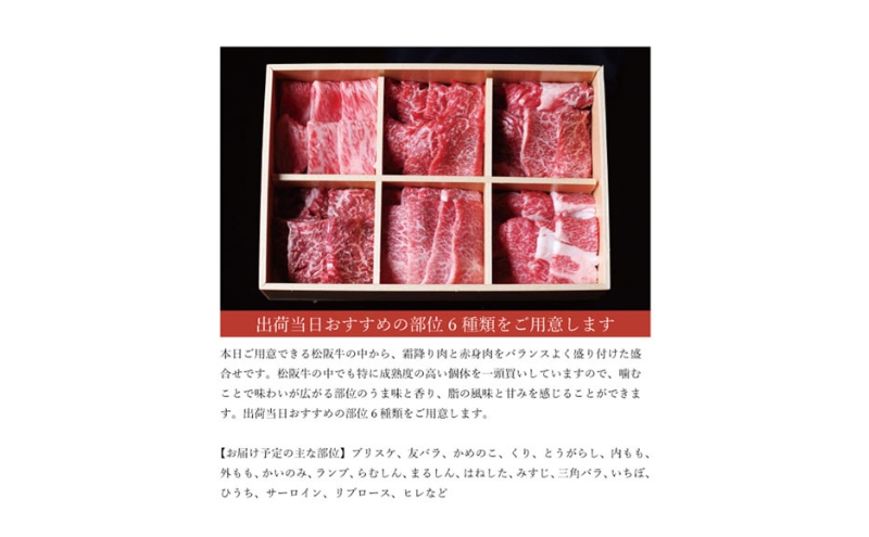 松阪牛 おまかせ6種 焼肉 600g [ おすすめ 食べ比べ 牛肉 松阪牛 高級 和牛 焼肉 BBQ バーベキュー 牛 肉 ブランド牛 黒毛和牛 松坂 人気 グルメ お取り寄せ 日本三大和牛 誕生日 お祝い ご馳走 贅沢 ]