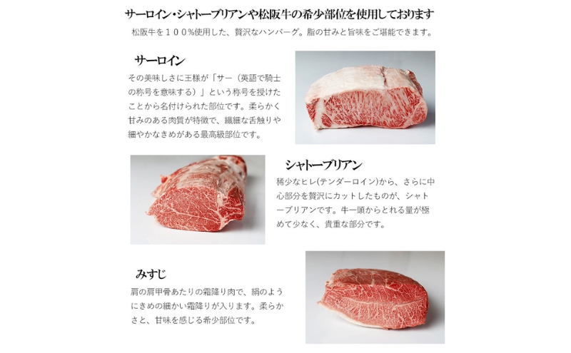 松阪牛100%ハンバーグ 140g×6個 [ 牛肉 松阪牛 高級 和牛 個包装 簡単 調理 牛 肉 人気 グルメ お取り寄せ 日本三大和牛 夕飯 おかず 惣菜 贅沢 ] お肉 