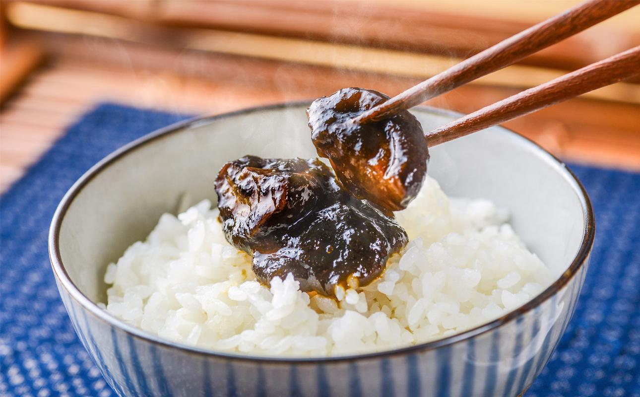 四日市認定地場特産品【泗水十貨店（しすいじっかてん）】ゴロゴロ椎茸入りあおさのり佃煮（180ｇ×２瓶）手提げ袋付き