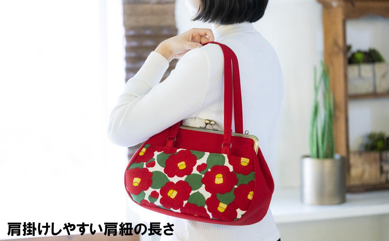 【モノトーン椿 ブラック】つらくてがんばれない時、「まぁ、このバッグだけは、かわいいわー」と少し元気になってもらえる。そんな想いを込めて、ひとつひとつ手作りでつくるハンドバッグ。Handmade Handbags by G3sewing がま口バッグ【手提げ ハンドメイド ギフト 母の日 誕生日 お祝い 30代 40代 50代 60代 女性 レディースバッグ 三重県 四日市市 ふるさと納税】