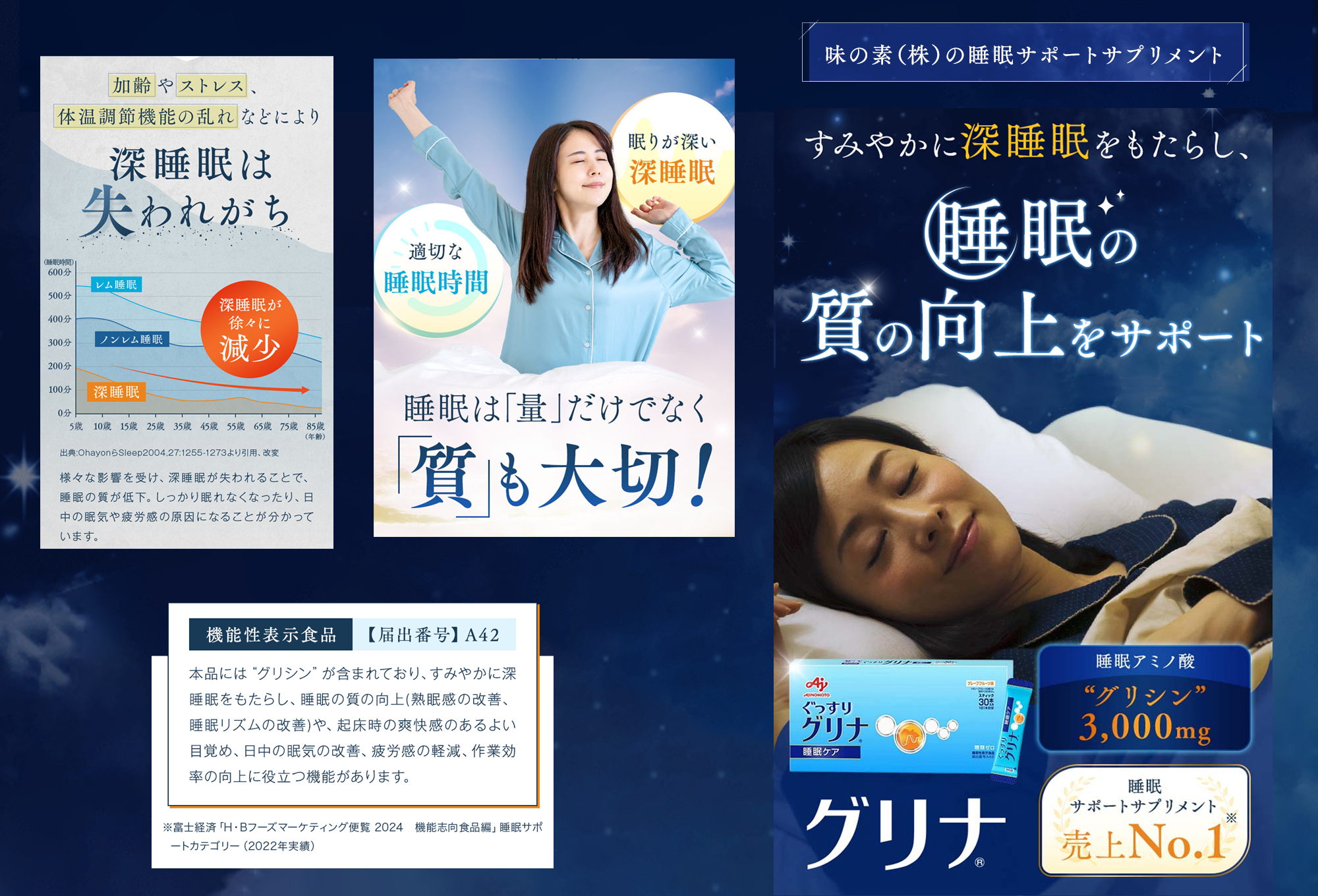 睡眠サポートサプリ、11年連続売り上げNO.1 、愛用者数274万人突破、味の素グリナⓇ（機能性表示食品） スティック30本入り10箱（約300日分）【三重県 三重 四日市市 四日市 四日市市ふるさと納税 四日市ふるさと納税】