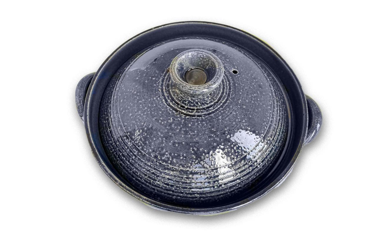 【萬古焼（ばんこやき）】藍釉こま筋 ９号炊き上手土鍋 ばんこの里会館【吹きこぼれない 吹きこぼれ防止 吹きこぼれしにくい  土鍋 9号 三重県 四日市市 四日市 四日市市ふるさと納税】