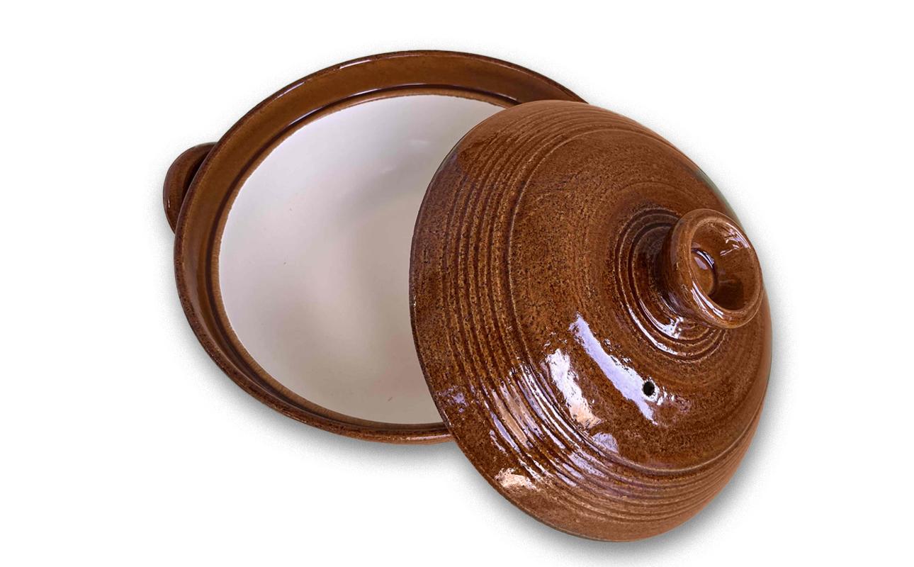 【萬古焼（ばんこやき）】飴釉こま筋 ９号炊き上手土鍋 ばんこの里会館【吹きこぼれない 吹きこぼれ防止 吹きこぼれしにくい  土鍋 9号 三重県 四日市市 四日市 四日市市ふるさと納税】