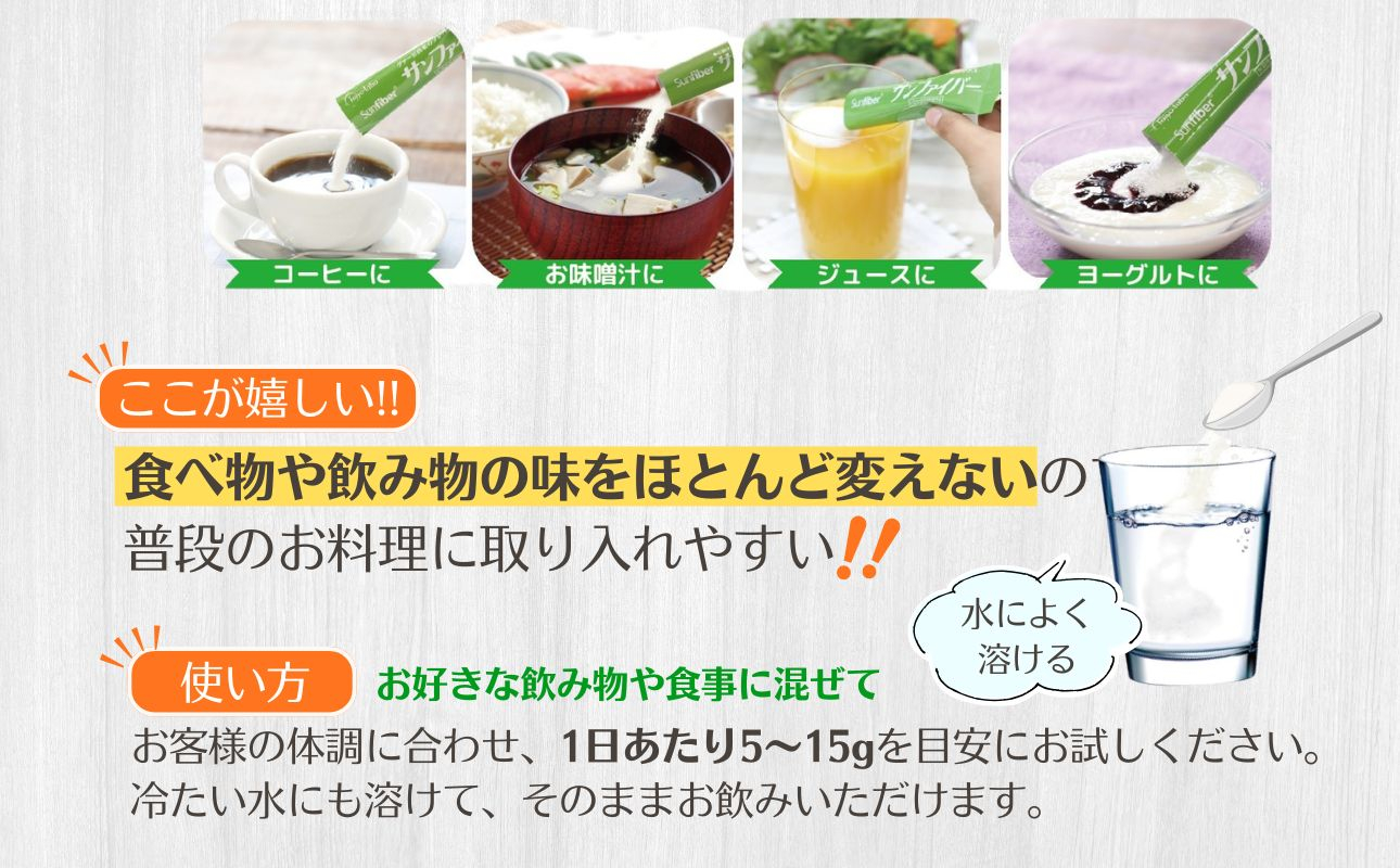 【180gパック】TVで話題！グアーガム分解物 サンファイバー（粉末）│ 水溶性食物繊維 医療 介護 プレバイオティクス 発酵性食物繊維 健康食品 サプリ 個包装 太陽化学 三重県 四日市市 ふるさと納税