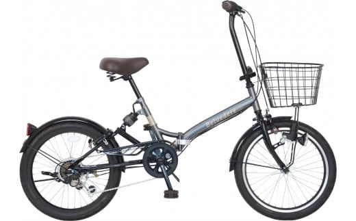 ノーパンク 折りたたみ自転車 ベルヴェデール Belvedere チャコール 20インチ 6段変速 リアサス・前カゴ・LEDライト付｜武田産業 フォールディングバイク 人気返礼品 空気入れ不要 パンクしない 通勤 通学 三重県 四日市市 ふるさと納税