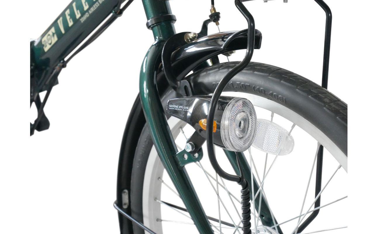 ノーパンク 折りたたみ自転車 20インチ VELETA SHIMANO6段変速 ホワイト 空気入れ不要 前カゴ・LEDライト付 パンクしない｜武田産業 フォールディングバイク 人気返礼品 通勤 通学 三重県 四日市市 ふるさと納税