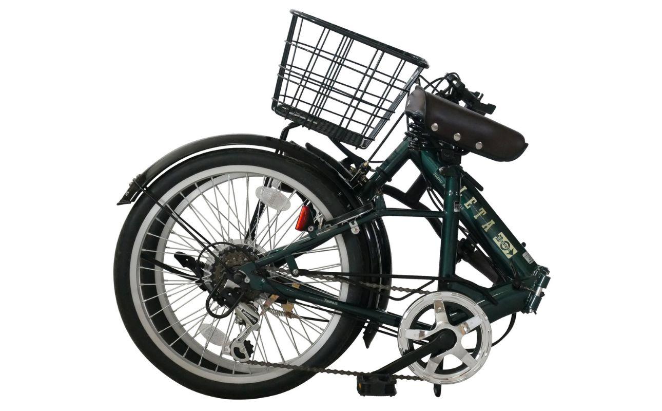 ノーパンク 折りたたみ自転車 20インチ VELETA SHIMANO6段変速 ホワイト 空気入れ不要 前カゴ・LEDライト付 パンクしない｜武田産業 フォールディングバイク 人気返礼品 通勤 通学 三重県 四日市市 ふるさと納税