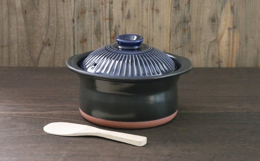 【萬古焼（ばんこやき）】セラミック加工ＩＨごはん鍋2合炊（レシピ付き）菊花瑠璃釉