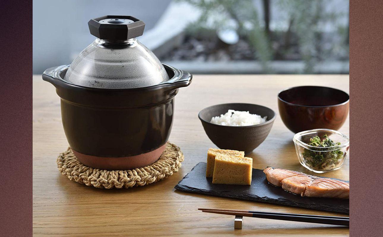 【萬古焼（ばんこやき）】フタがガラスのご飯釜1〜2合炊き　HARIO　ハリオ