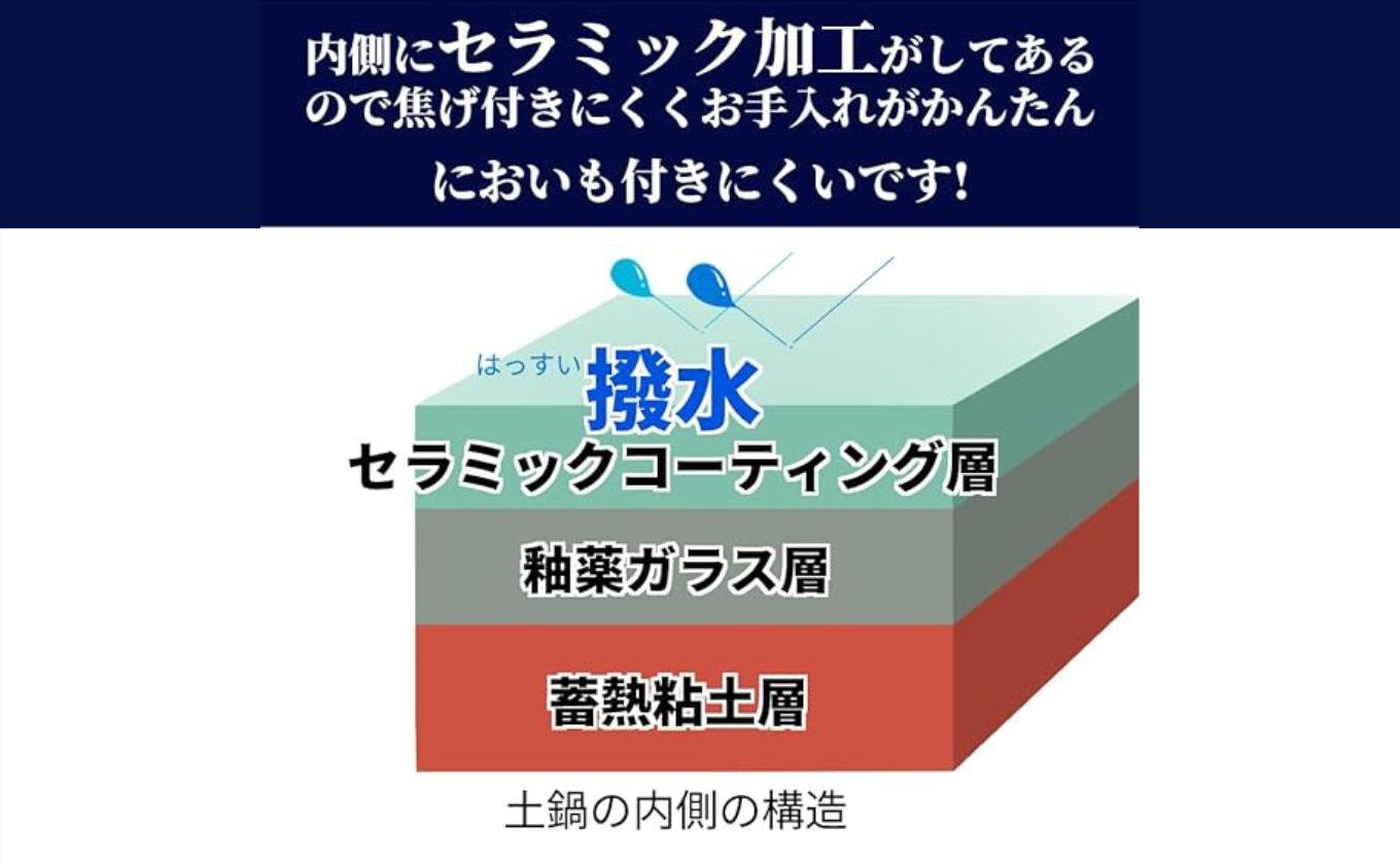 【萬古焼（ばんこやき）】9号 ルリ土鍋 セラミックコーティング 内山製陶所【土鍋 3～5人用 セラミック 直火用 電子レンジ対応 お手入れ簡単 食洗器対応 三重県 三重 四日市市 四日市 四日市市ふるさと納税 四日市ふるさと納税】