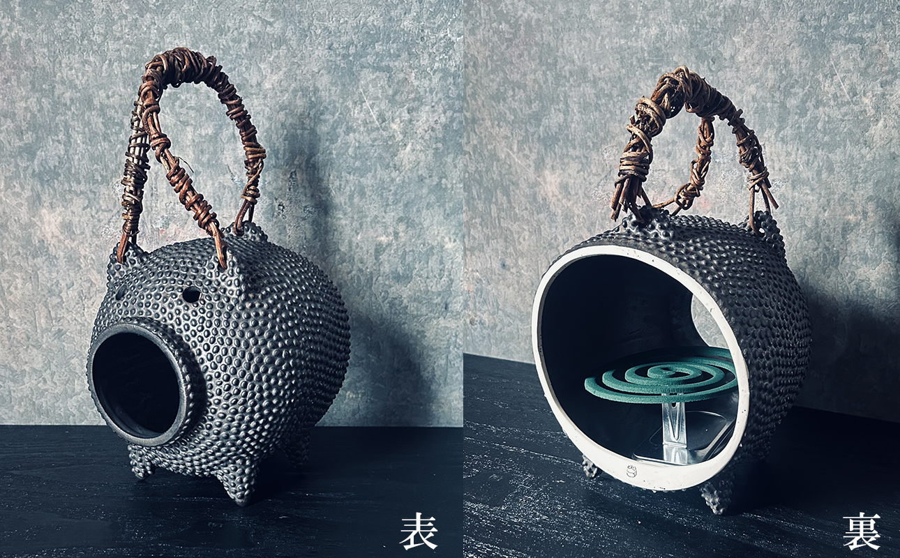 【萬古焼（ばんこやき）】表現技法で萬古焼に新風を吹き込むアーティスト谷口純一　一珍技法（いっちんぎほう）「金彩粒々蚊遣り豚（きんさいりゅうりゅうかやりぶた）」【谷口純一　金彩　蚊やり豚　1点もの　一珍　三重県 四日市市 四日市 】