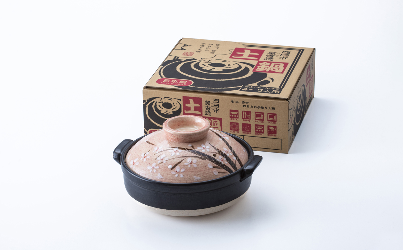 【萬古焼】暮らしの美術品 絵付けアーティストの個性が光るHandmade土鍋。絵付けART工房・平尾製陶  土鍋8号「千本桜」 【手描き、土鍋、ハンドメイド、アート、デザイン、鍋、 家庭用、3人用、4人用、3人前、4人前、家族、冬、煮込み、手芸、工芸、三重県、四日市市、ふるさと納税】