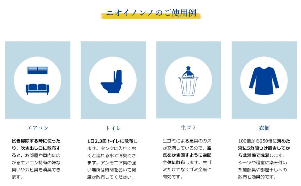 瞬間消臭の純植物性消臭液「ニオイノンノ」 1L 1本