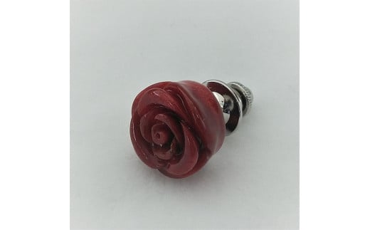 1322珊瑚ピンブローチ・バラ