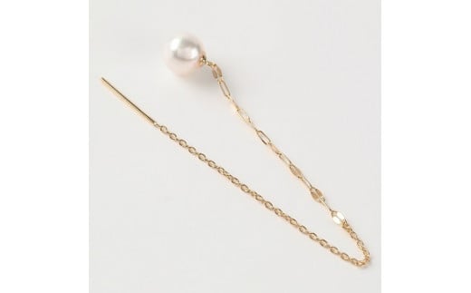 701　K18YGあこや本真珠ピアス　キラキラロングチェーン5.5mmUP　K18　イエローゴールド　あこや真珠　ピアス　伊勢志摩　アクセサリー　ジュエリー　フォーマル　カジュアル　ギフト　伊勢市　18金　キラキラ　ロング