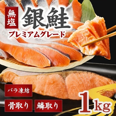 銀鮭切り身 骨取り 無塩 1kg 無添加 冷凍 鮭 プレミアム バラ凍結 ウロコ取り【配送不可地域：離島】【1650485】