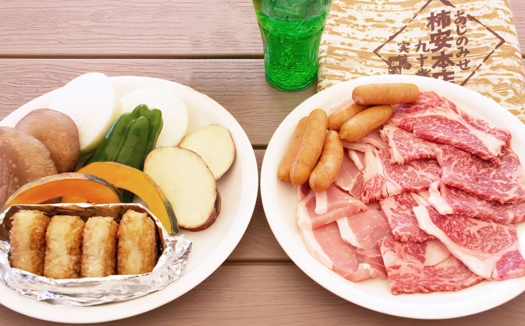 多度グリーンファーム バーベキューコース （京町柿安セット） 6名様 昼限定 ／ 体験 経験 バーベキュー アウトドア コース オリエンテーション 人工芝 目的スペース BBQ 全席屋根付き