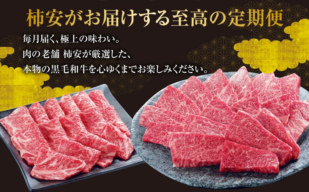 柿安本店　柿安黒毛和牛食べくらべセット【定期便12ヶ月】　国産　牛肉　赤身　厳選　上質　すき焼　焼肉　サーロインステーキ　ローストビーフ　しゃぶしゃぶ　ロース　モモ　ブロック肉　バラ　ハンバーグ　小間切れ　逸品　おすすめ　グルメ　f_07