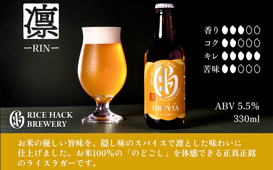 お米100％新時代クラフトビール 「ORYVIA（オリビア）」 「雅」、「爽」、「凛」 3香味 6本セット クラフトビール ビール グルテンフリー お酒 飲み比べ セット 冷蔵 三重県 桑名市 送料無料