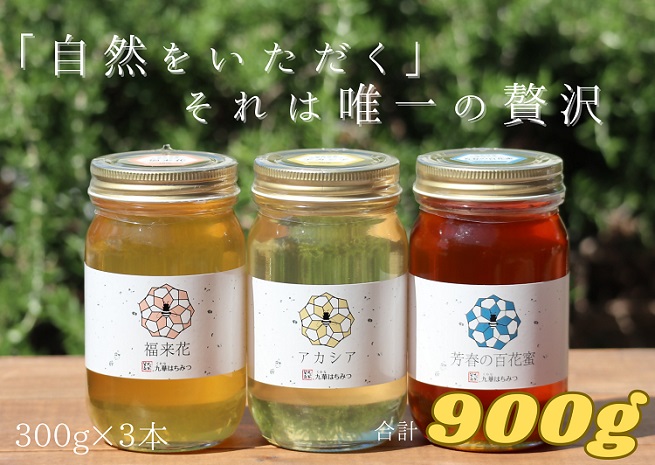 舘養蜂場本店　九華はちみつ　300g×３本　国産　無添加　良質　蜂蜜　ハチミツ　養蜂　ギフト　贈答　料理　お菓子　健康　保存　m_07