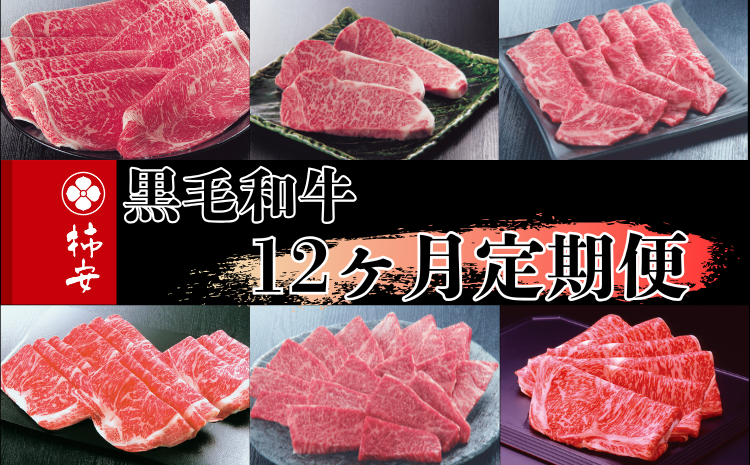 柿安本店　柿安黒毛和牛食べくらべセット【定期便12ヶ月】　国産　牛肉　赤身　厳選　上質　すき焼　焼肉　サーロインステーキ　ローストビーフ　しゃぶしゃぶ　ロース　モモ　ブロック肉　バラ　ハンバーグ　小間切れ　逸品　おすすめ　グルメ　f_07