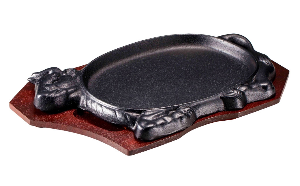 トキワ鉄器 ステーキ皿 （木台タイプ） アニマル 30cm 312 くわな鋳物 ／ 食器 皿 お皿 鋳物 伝統 匠 食卓 プレート 蓄熱性 器 鉄板皿 重厚感 黒鉄 保温性