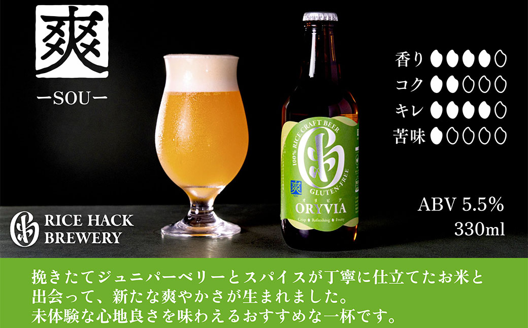お米100％新時代クラフトビール 「ORYVIA（オリビア）」 「雅」、「爽」、「凛」 3香味 6本セット クラフトビール ビール グルテンフリー お酒 飲み比べ セット 冷蔵 三重県 桑名市 送料無料
