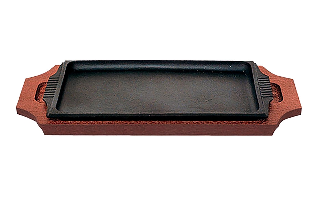 トキワ鉄器 ステーキ皿 （木台タイプ） 角判大 28cm 308 くわな鋳物 ／ 食器 皿 お皿 鋳物 伝統 匠 食卓 プレート 蓄熱性 器 鉄板皿 重厚感 黒鉄 保温性