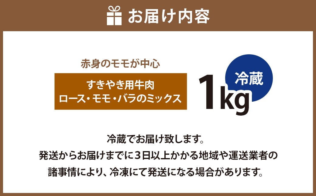 武藤牧場直売店山嘉【黒毛和牛】山嘉牛 すきやき 1kg 国産 牛肉 赤身 ロース モモ バラ ミックス 上質 贈答 ギフト おすすめ グルメ