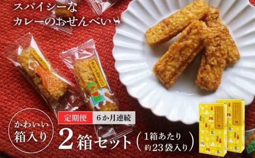 n_20　美鹿山荘　【定期便】 スパイシーなカレーのおせんべい ４種のカレー食べ比べ アソートセット １００ｇ×２箱 を6か月連続