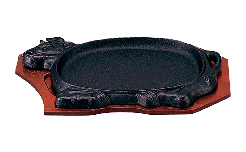 トキワ鉄器 ステーキ皿 （木台タイプ） アニマル 30cm 312 くわな鋳物 ／ 食器 皿 お皿 鋳物 伝統 匠 食卓 プレート 蓄熱性 器 鉄板皿 重厚感 黒鉄 保温性