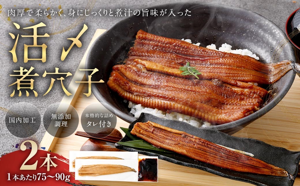 飯田商店 活〆煮穴子 二本 （ 75～90g × 2袋 ） タレ （ 50g ） 付 魚 魚類 お魚 穴子 アナゴ あなご 魚料理 冷凍 保存料不使用 着色料不使用 添加物不使用