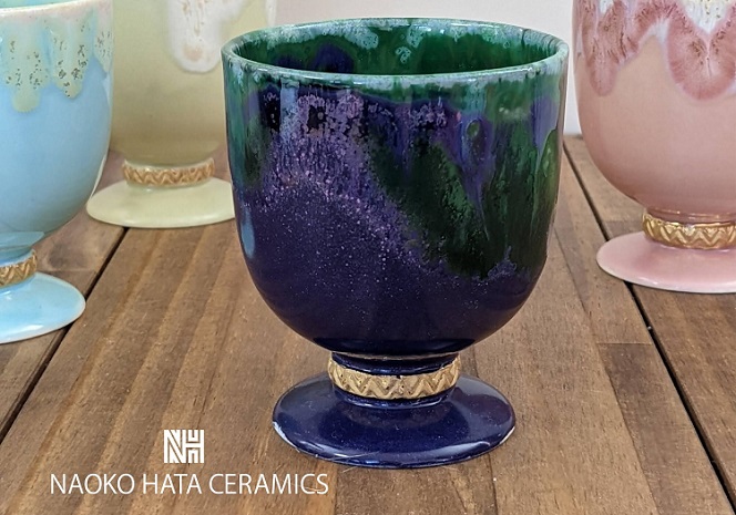 c_73　NAOKO HATA CERAMICS　上品で金彩が美しいゴブレット